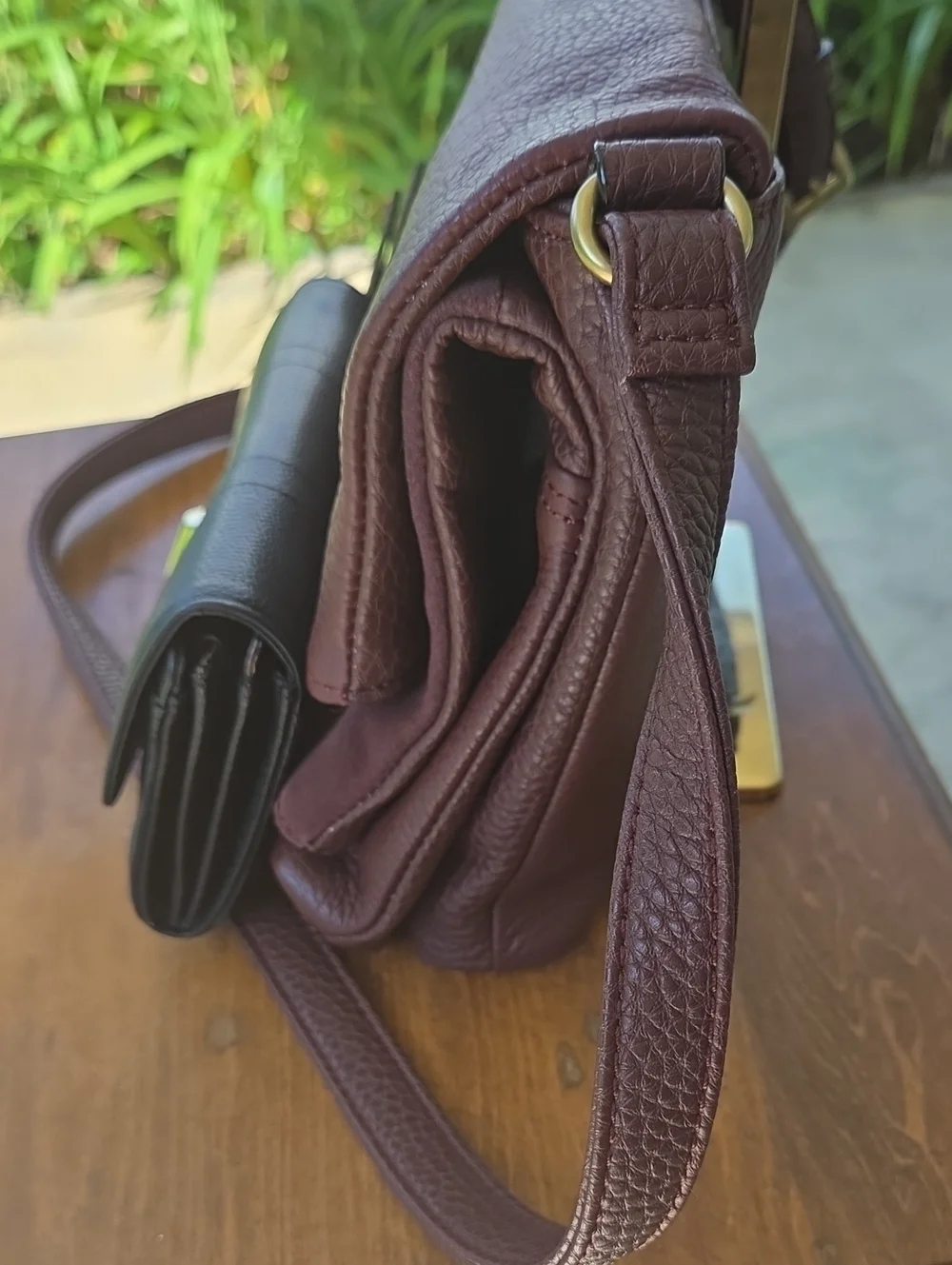 NWOT Tignanello Burgundy Leather Shoulder Bag w/ GUC Black Wallet $400 Retail